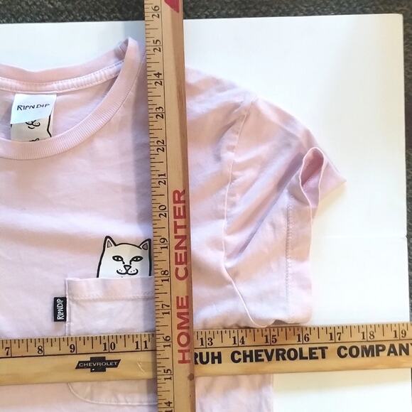 RipnDip NWOT Lord Nermal Baby Pink T-shirt Pocketed Bad Kitty Cap Sleeve Small - Picture 11 of 16